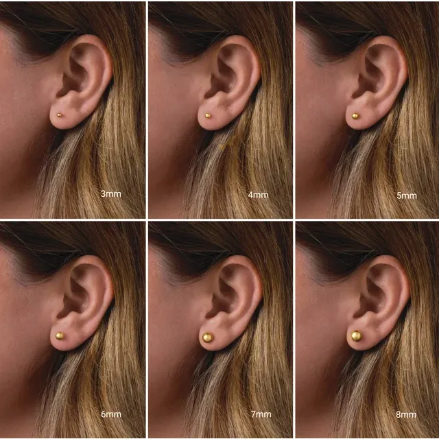 14KT Gold Ball Earrings - Image 3
