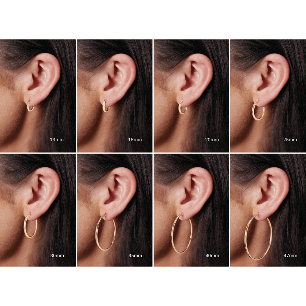 14KT Gold Round Tube Hoop Earrings - Image 3