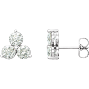 14KT Gold Lab-Grown Three-Stone Diamond Earrings