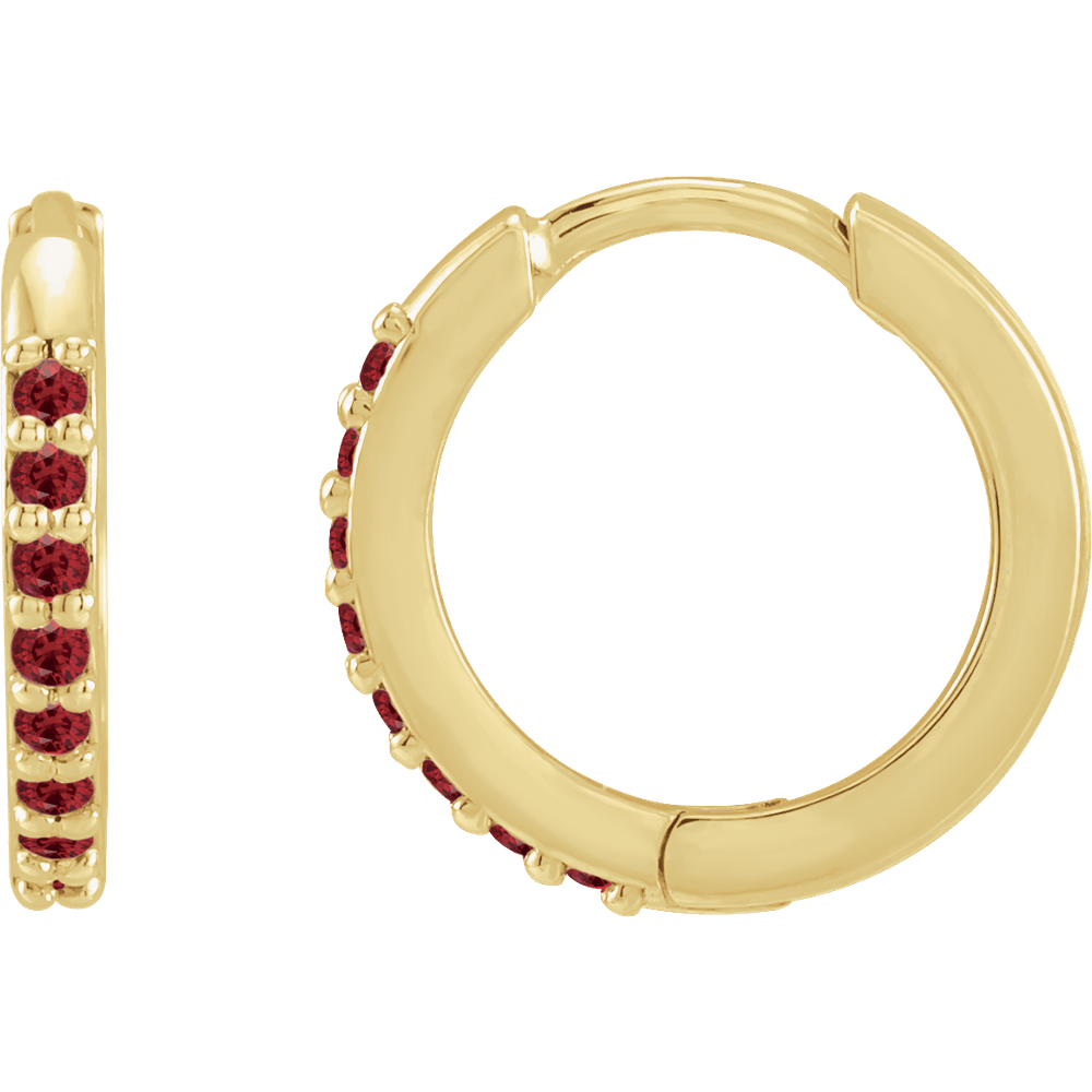 14KT Gold Lab-Grown Stone Hinged 12.5mm Hoop Earrings