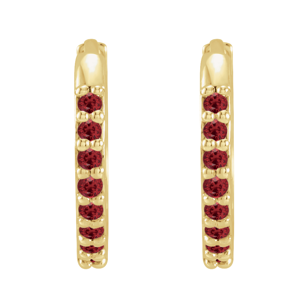 14KT Gold Lab-Grown Stone Hinged 12.5mm Hoop Earrings - Image 2