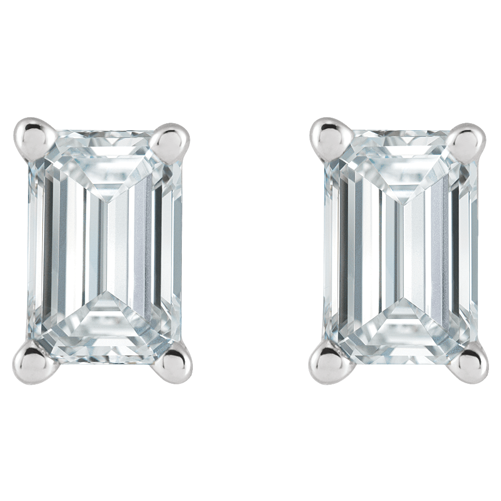 14KT Gold Lab-Grown Diamond Emerald Stud Earrings - Image 2