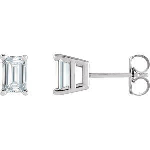 14KT Gold Lab-Grown Diamond Emerald Stud Earrings