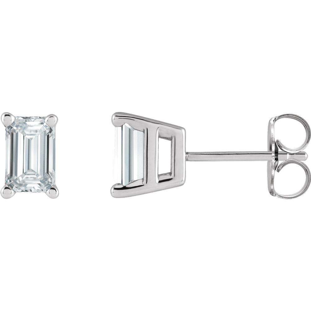 14KT Gold Lab-Grown Diamond Emerald Stud Earrings