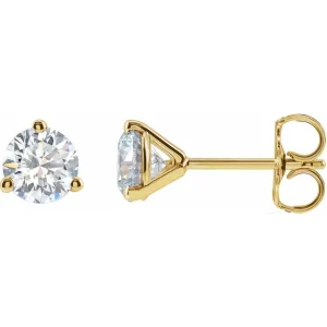 14KT Gold Lab-Grown Diamond 3-Prong Stud Earrings