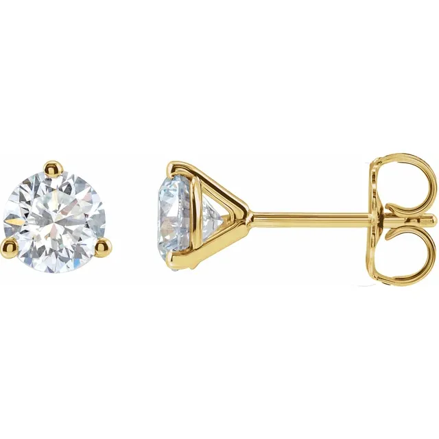 14KT Gold Lab-Grown Diamond 3-Prong Stud Earrings