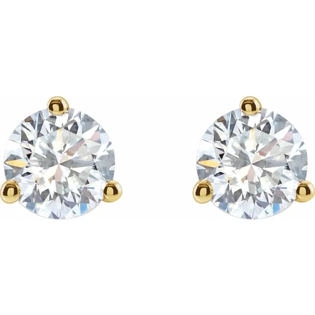 14KT Gold Lab-Grown Diamond 3-Prong Stud Earrings - Image 2