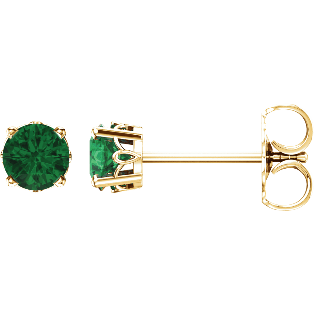 14KT Gold Round Stone 4-Prong Stud Earrings