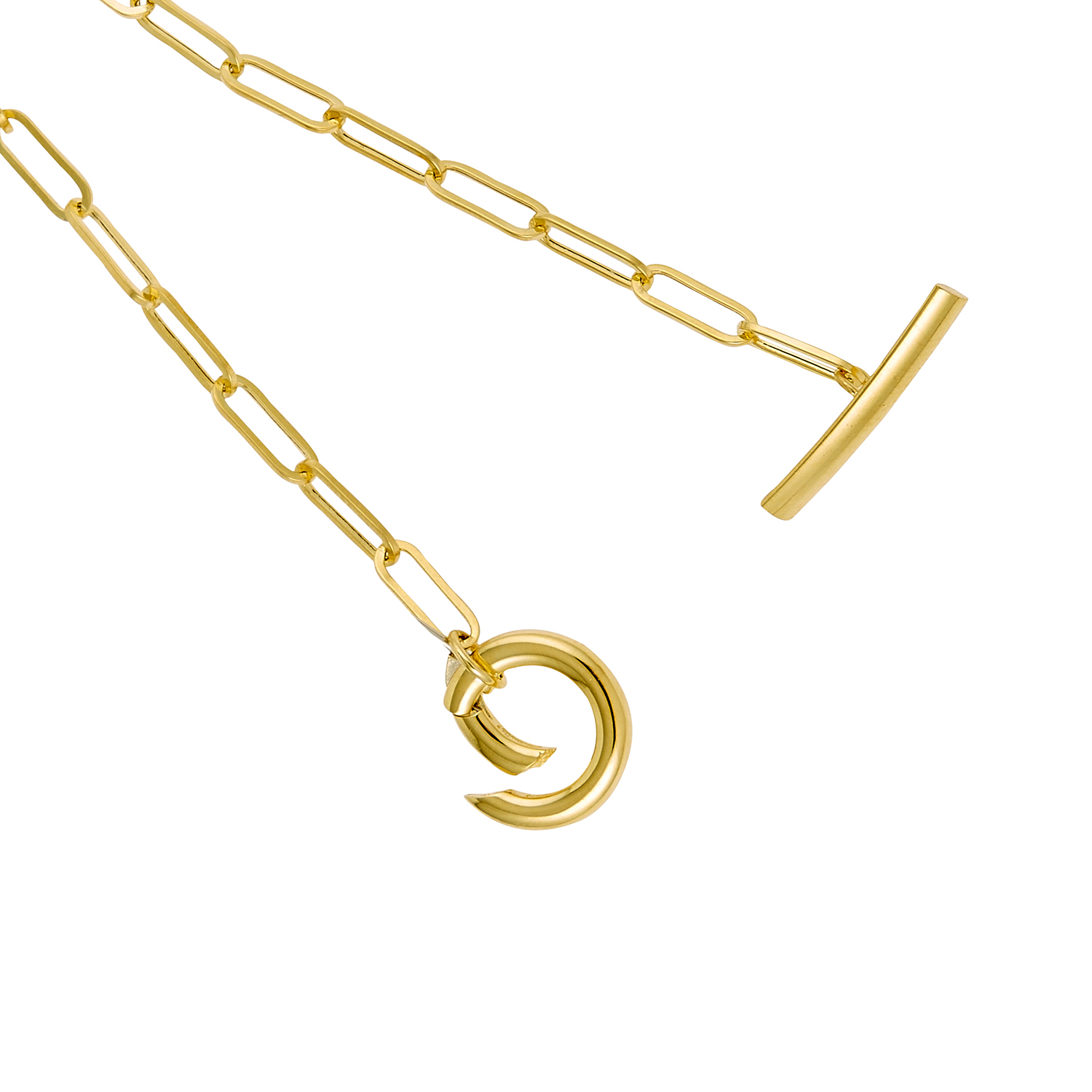 14K Yellow Gold 3.4mm Paperclip Toggle 7.5" Bracelet with Hinged Clasp - Image 2