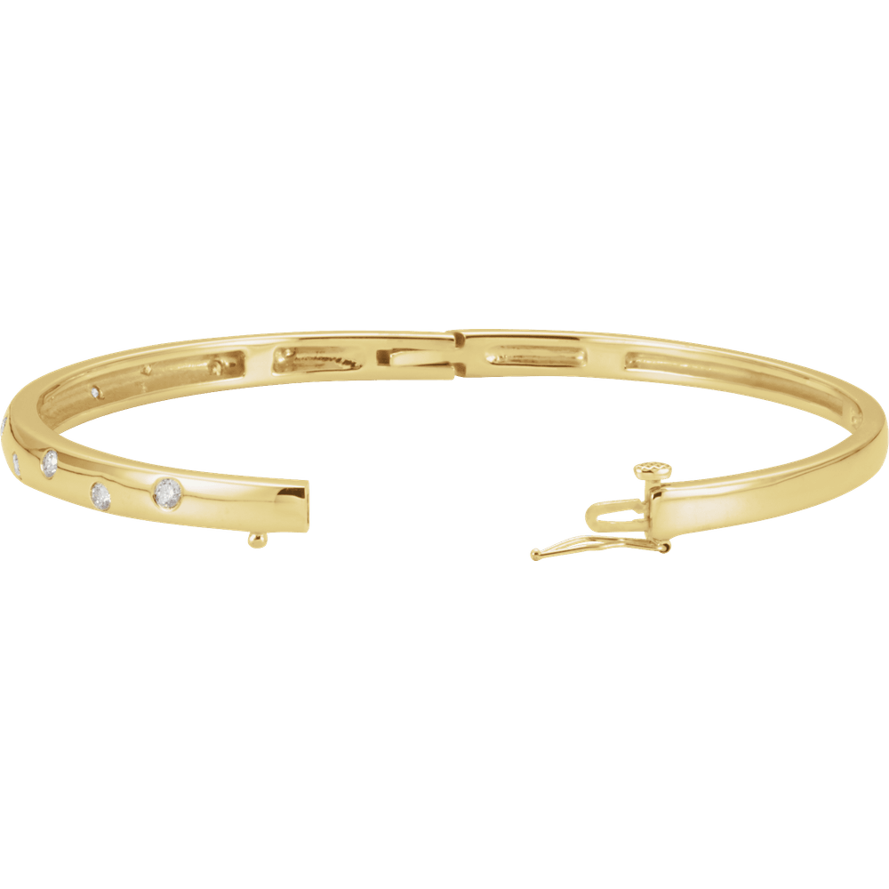14K Gold 1/2 CTW Lab-Grown Diamond Bangle 6 3/4" Bracelet - Image 2