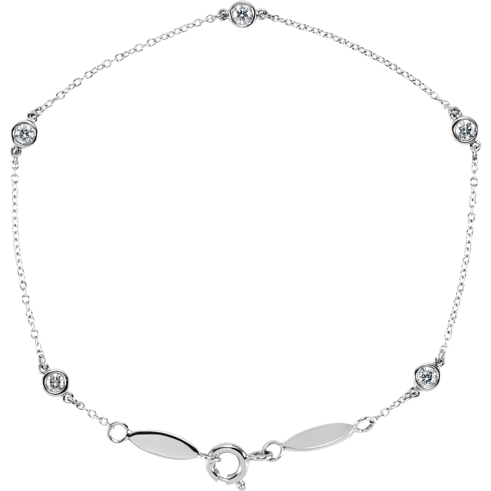 14KT Gold 1/3 CTW Lab-Grown Diamond Bezel-Set Station 7" Bracelet