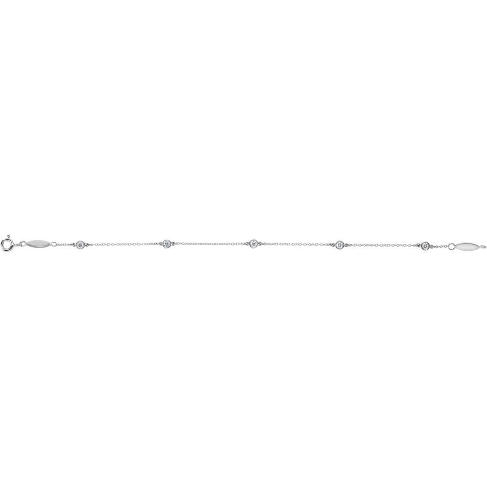14KT Gold 1/3 CTW Lab-Grown Diamond Bezel-Set Station 7" Bracelet - Image 2