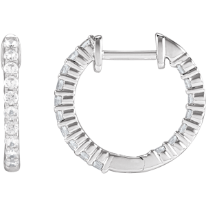 14KT Gold Lab-Grown Diamond Inside-Outside Hinged Hoop Earrings