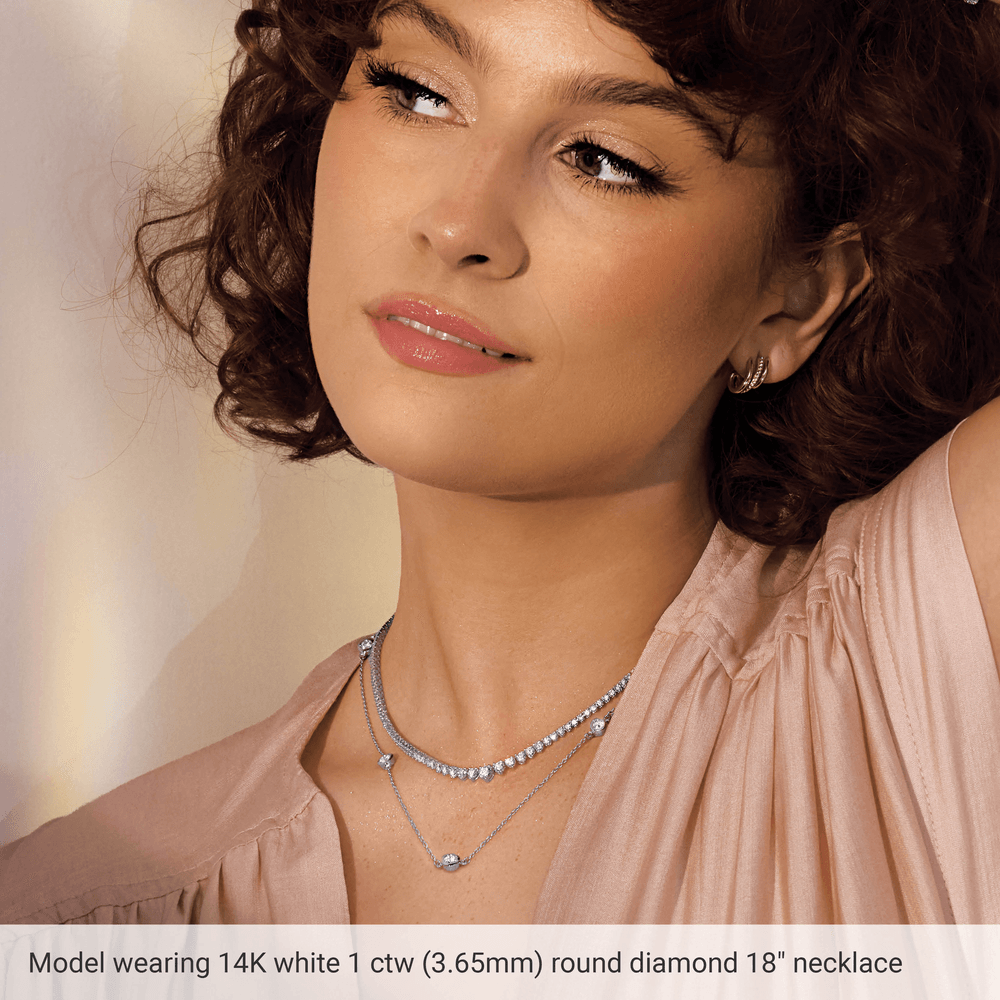 14KT Gold Lab-Grown Diamond 5-Station 18" Necklace - Image 2
