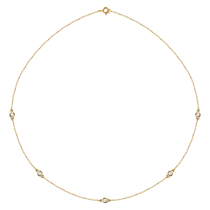 14KT Gold Lab-Grown Diamond 5-Station 18" Necklace