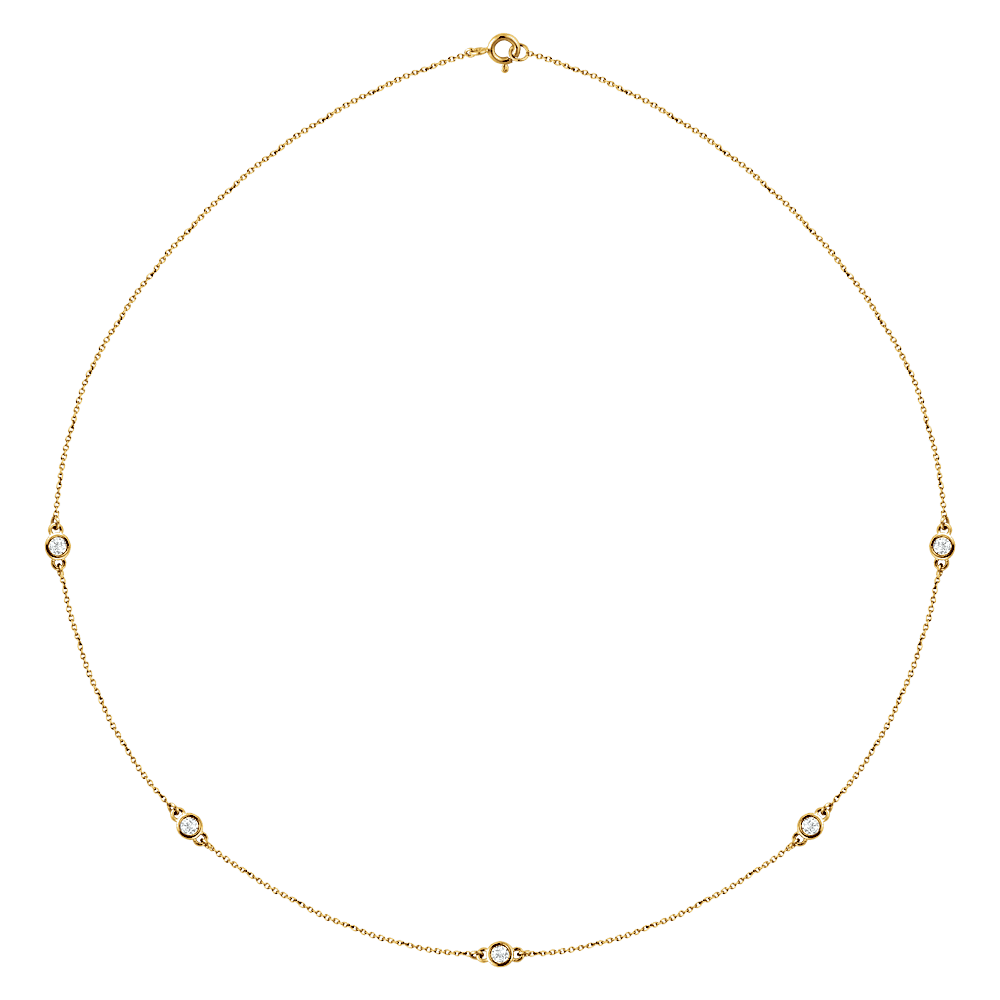 14KT Gold Lab-Grown Diamond 5-Station 18" Necklace