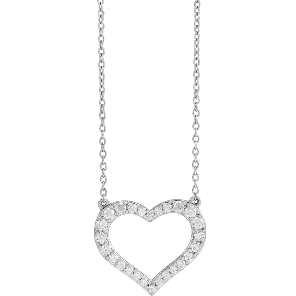14K Gold 3/8 CTW Lab-Grown Diamond Heart 16-18" Necklace
