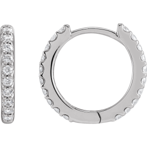 14KT Gold Accented Lab-Grown Diamond Accented Huggie Earrings