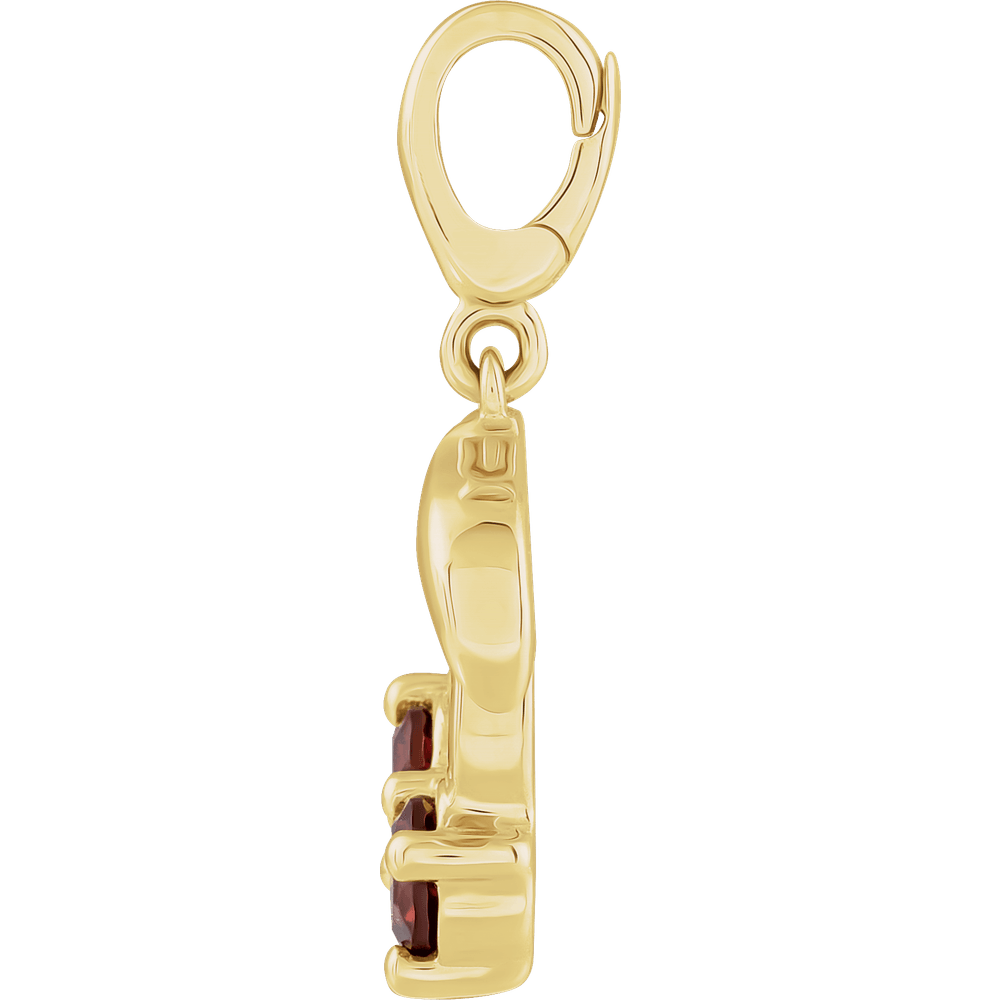 14K Yellow Gold Natural Mozambique Garnet Two-Stone Cherry Charm/Pendant - Image 2
