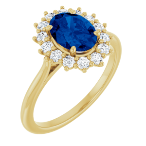 14KT Gold Lab-Grown Stone Halo Style Ring