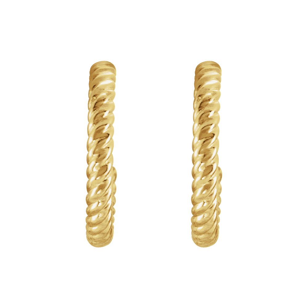 14KT Gold Rope Hoop Earrings - Image 2