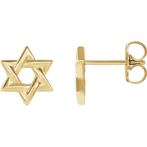 14K Gold Star of David Earrings