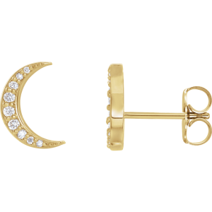 14KT Gold 1/10 CTW Lab-Grown Diamond Crescent Moon Stud Earrings