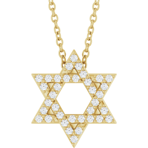 14KT Gold 1/6 CTW Natural Diamond Star of David 16-18" Necklace