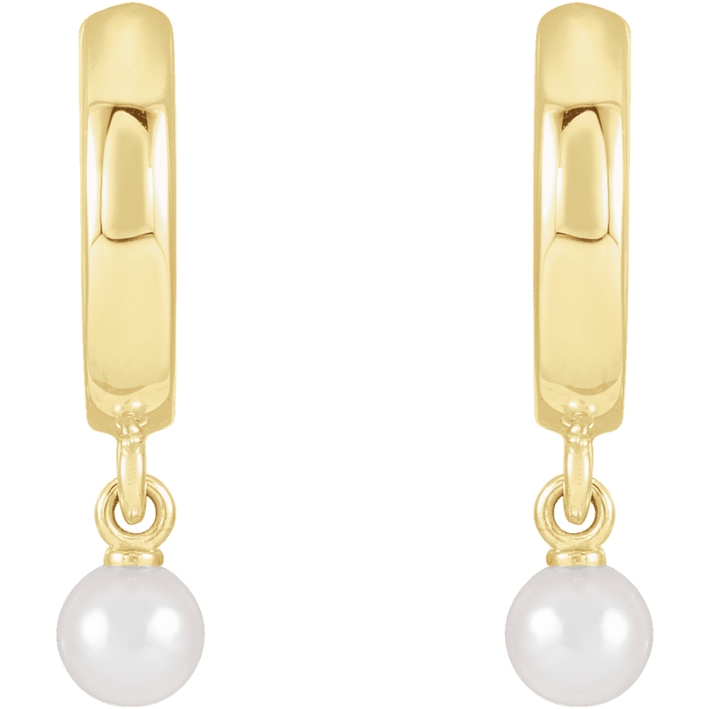 14KT Gold Cultured Seed Pearl Hoop Earrings - Image 2