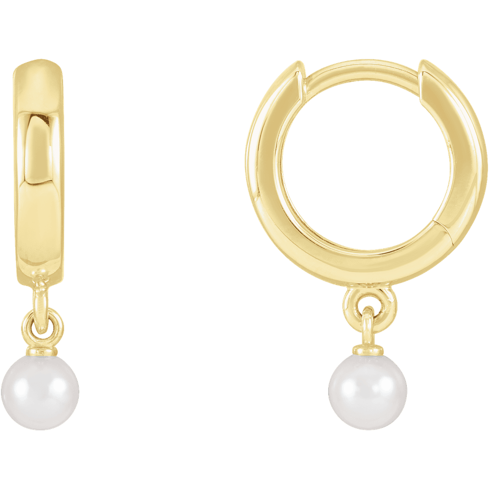 14KT Gold Cultured Seed Pearl Hoop Earrings