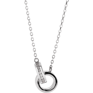 14KT Gold .08 CTW Natural Diamond Interlocking Circle 18" Necklace
