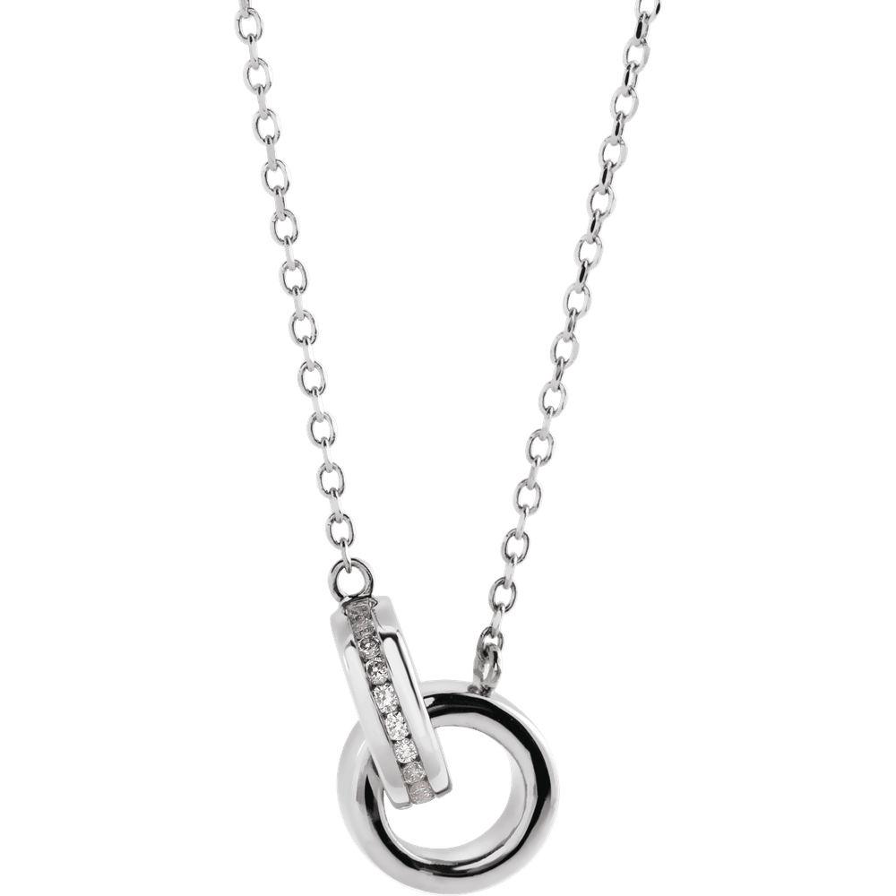 14KT Gold .08 CTW Natural Diamond Interlocking Circle 18" Necklace