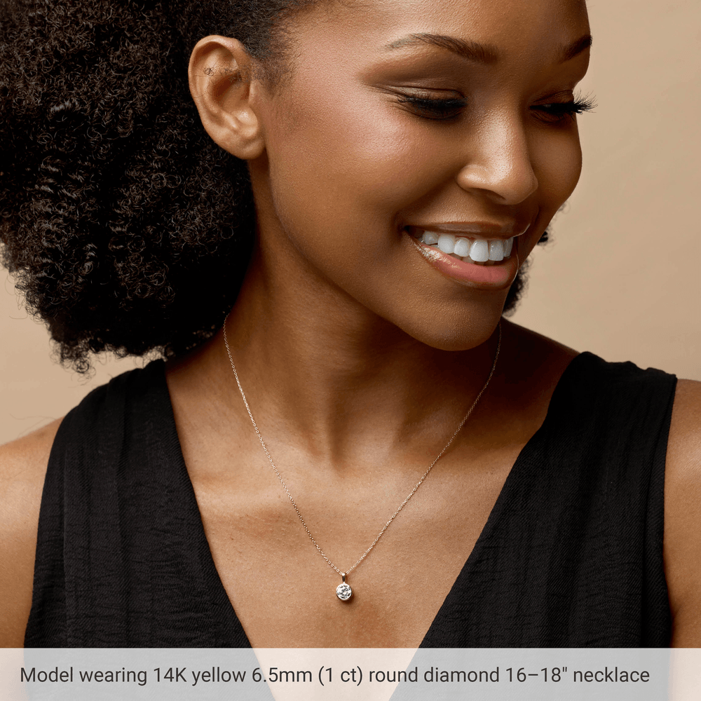 14K Gold Lab-Grown Diamond Bezel-Set Solitaire 16-18" Necklace - Image 4