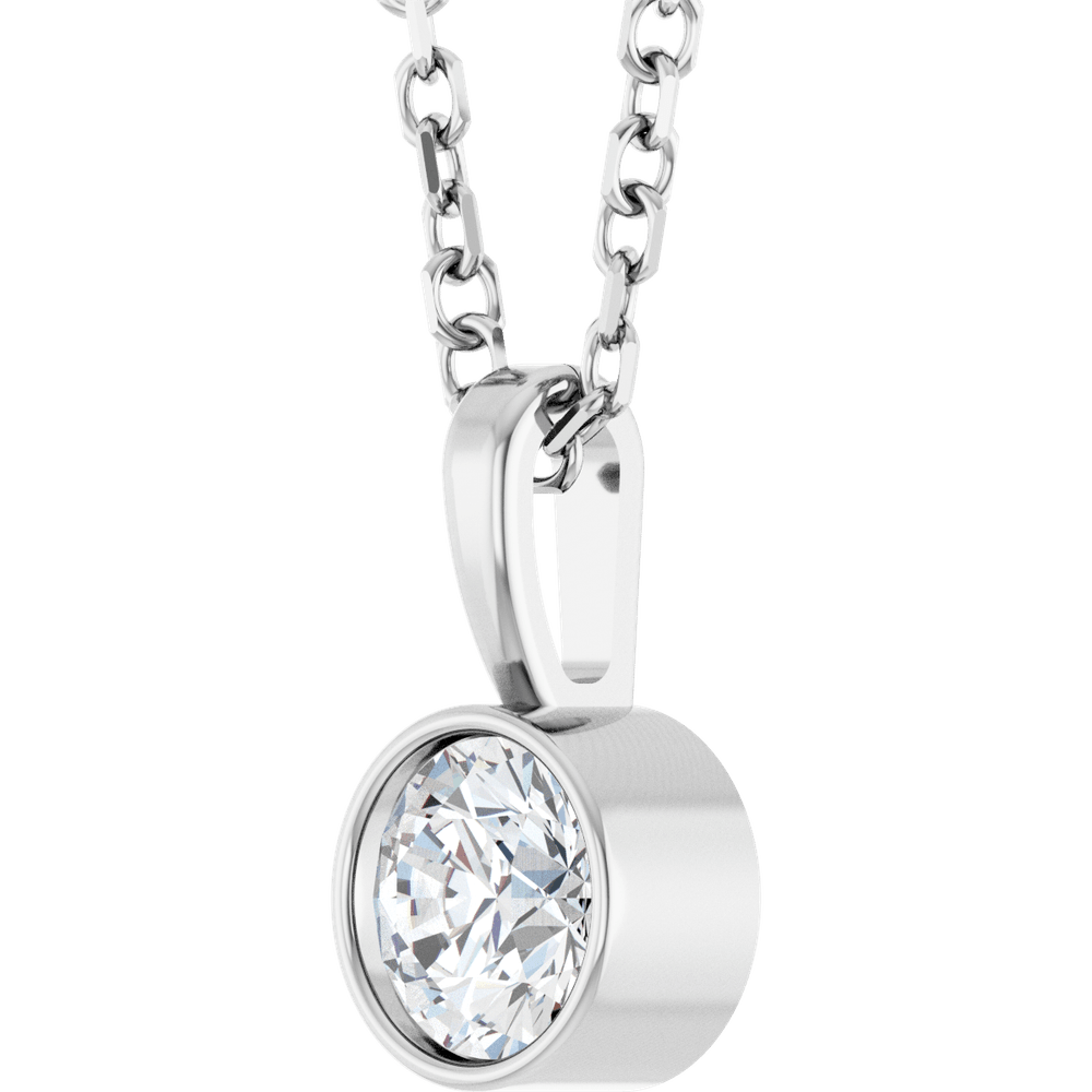 14K Gold Lab-Grown Diamond Bezel-Set Solitaire 16-18" Necklace - Image 2