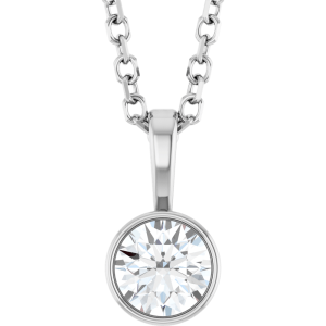 14K Gold Lab-Grown Diamond Bezel-Set Solitaire 16-18" Necklace