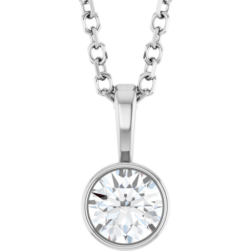 14K Gold Lab-Grown Diamond Bezel-Set Solitaire 16-18" Necklace