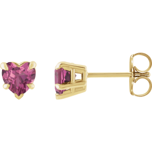 14K Gold Natural Pink Tourmaline Stud Earrings