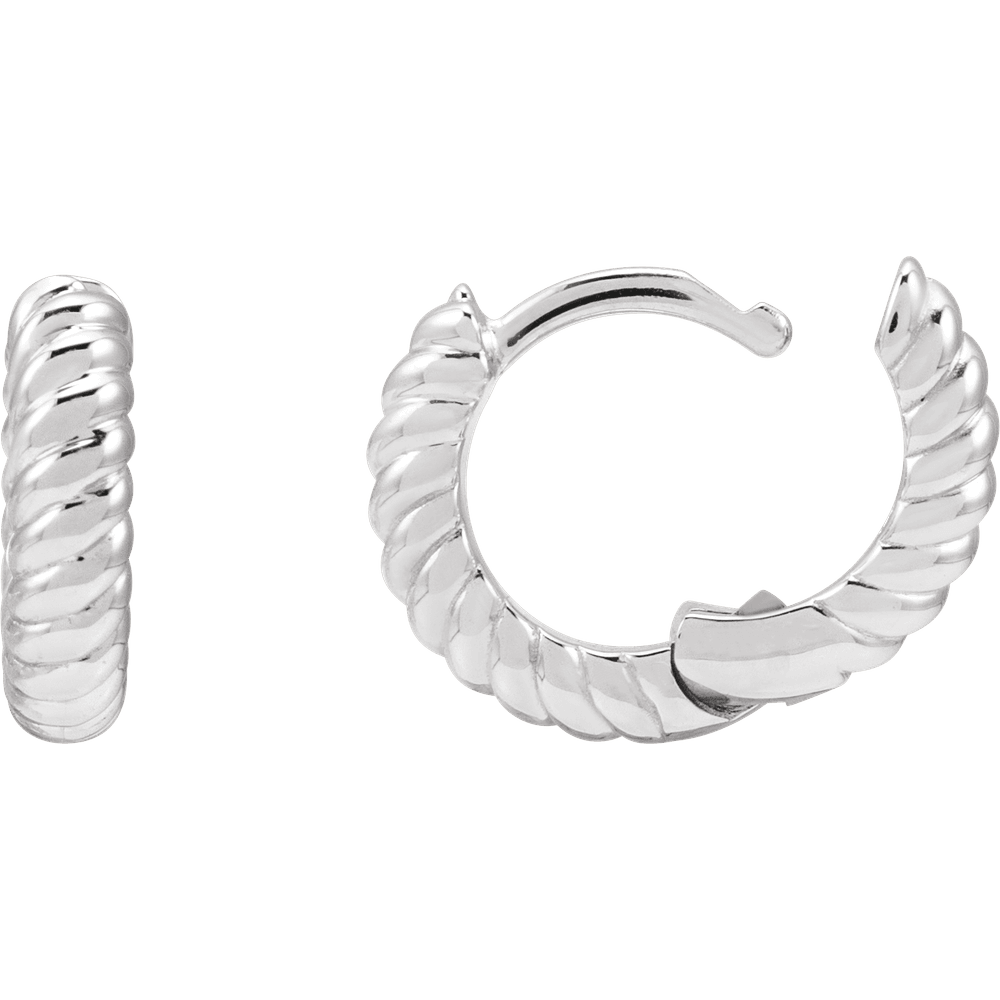 14KT Gold Hinged Rope Hoop Earrings - Image 3