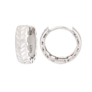 14KT Gold Texture Huggie Hoop Earrings