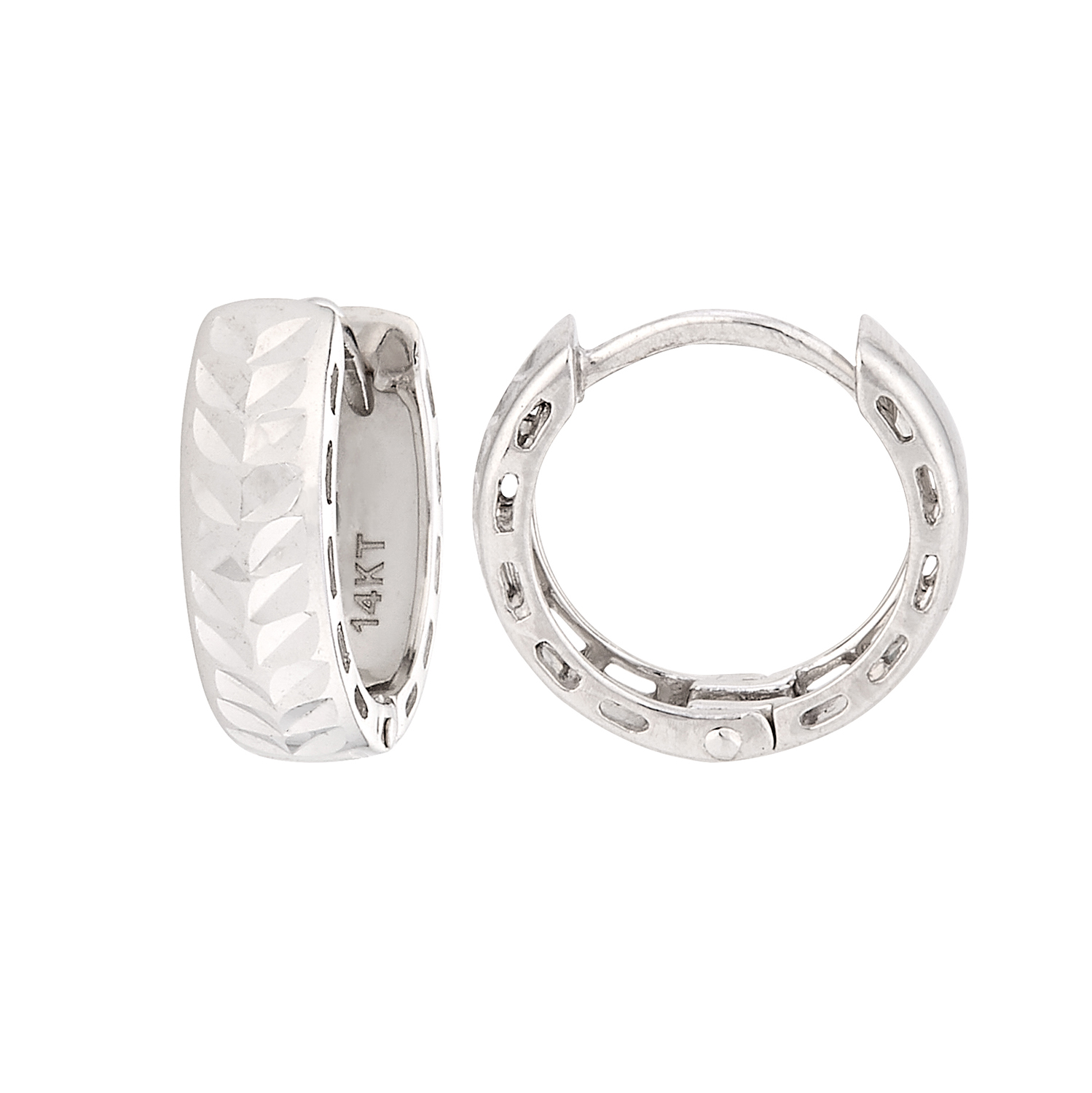 14KT Gold Texture Huggie Hoop Earrings