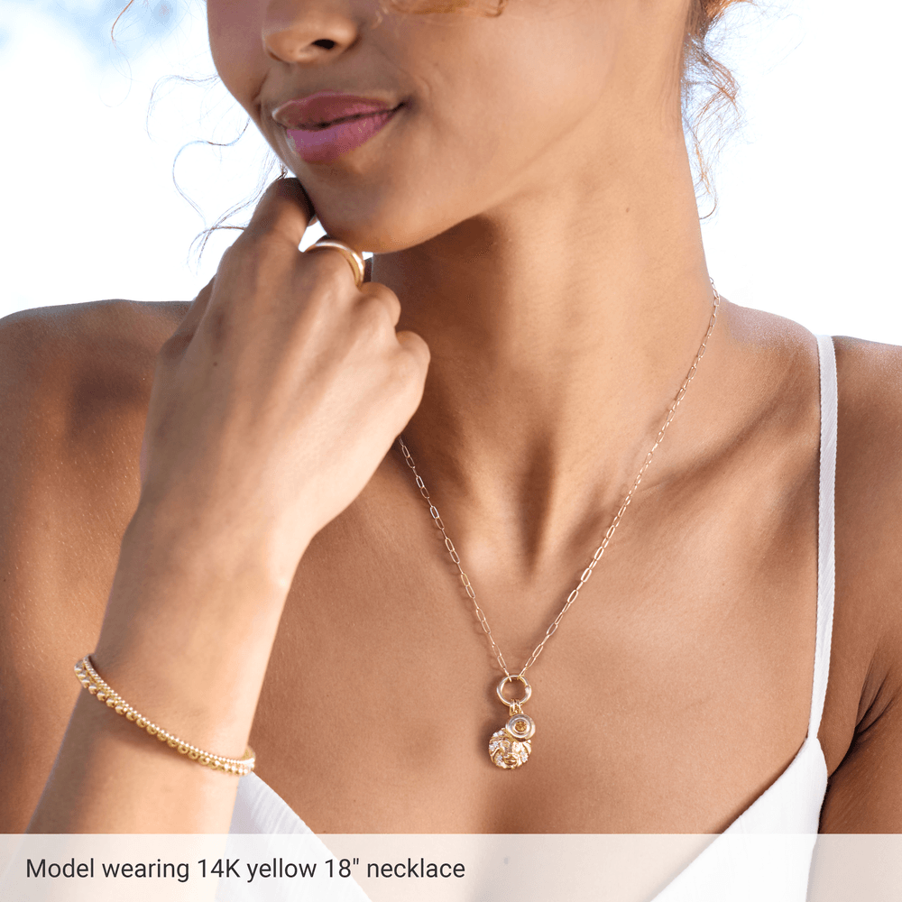 14KT Gold Circle Charm Necklace - Image 4