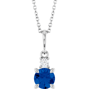 14K Gold Lab-Grown Stone & .07 CT Natural Diamond 16-18" Necklace