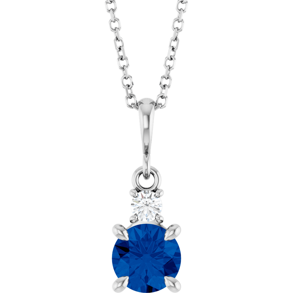 14K Gold Lab-Grown Stone & .07 CT Natural Diamond 16-18" Necklace