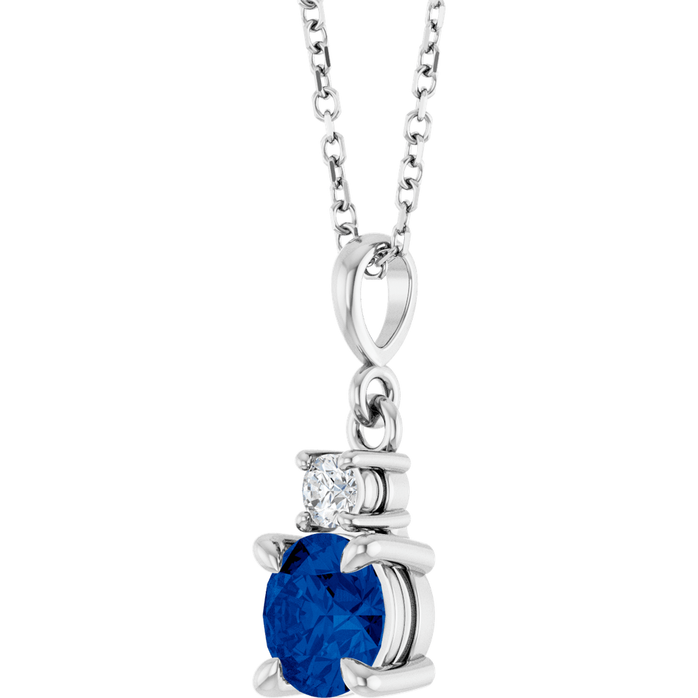 14K Gold Lab-Grown Stone & .07 CT Natural Diamond 16-18" Necklace - Image 2