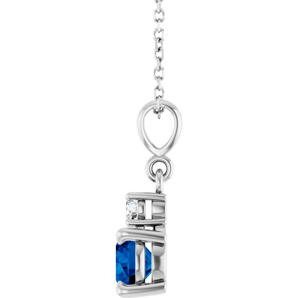 14K Gold Lab-Grown Stone & .07 CT Natural Diamond 16-18" Necklace - Image 3