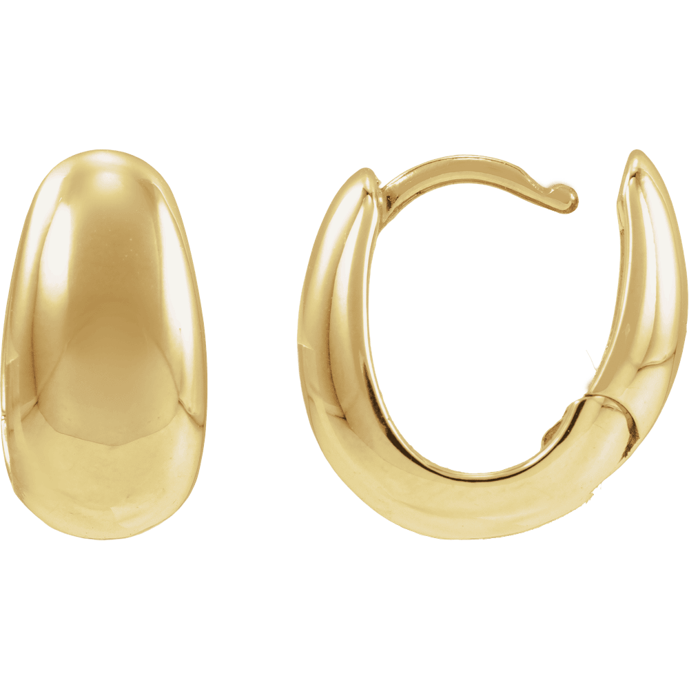 14K Gold 13.3 mm Puffed Huggie Hoop Earrings - Image 3