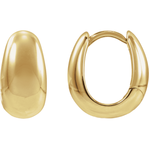 14K Gold 13.3 mm Puffed Huggie Hoop Earrings