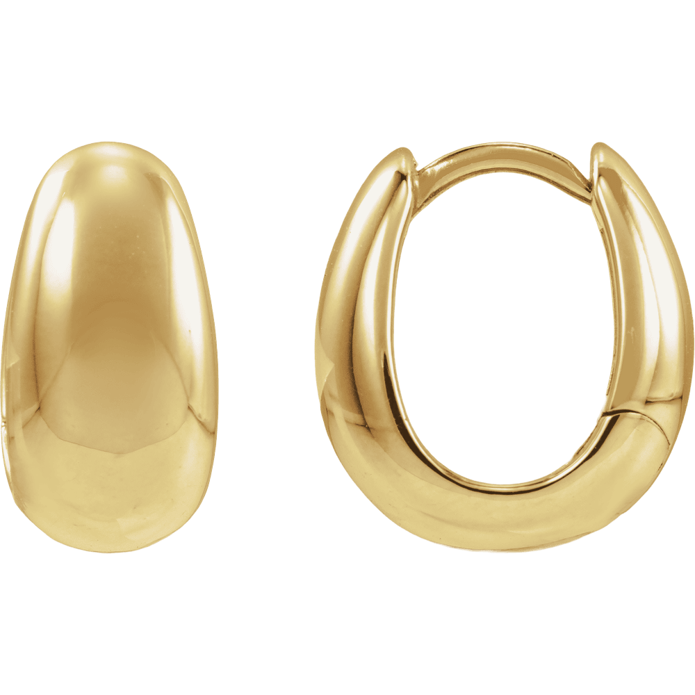 14K Gold 13.3 mm Puffed Huggie Hoop Earrings