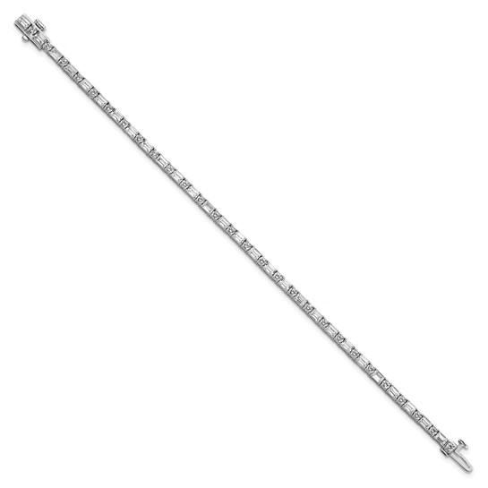 14KT Gold Lab-Grown Diamond Round and Emerald Tennis Bracelet - Image 4