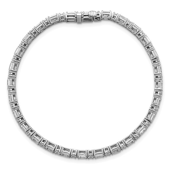 14KT Gold Lab-Grown Diamond Round and Emerald Tennis Bracelet - Image 3